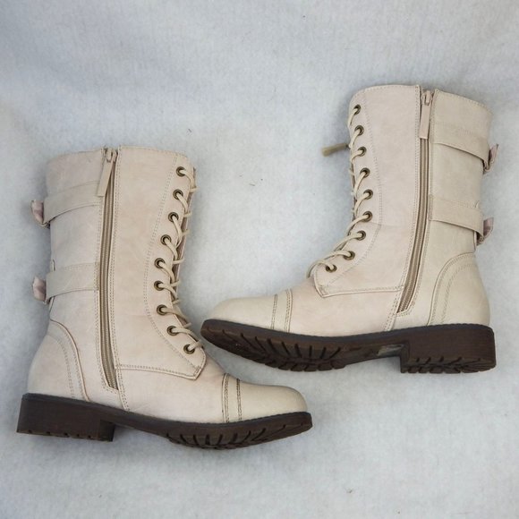 Daily Shoes Womens Mid Calf Military Lace Up Combat Boots Size 6 - Picture 5 of 11